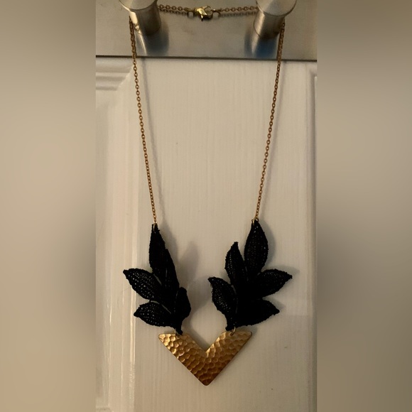 Jewelry - Gold and Black Lace Necklace